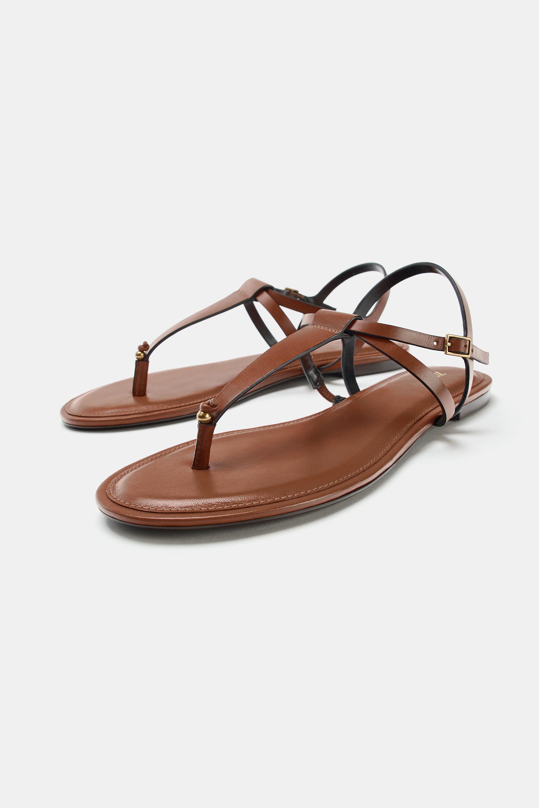LEATHER FLAT SANDALS